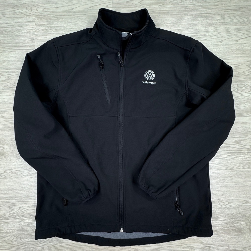 Clique Men's Jacket Volkswagen Softshell Fleece Lined Black Large VW Logo Zip Up